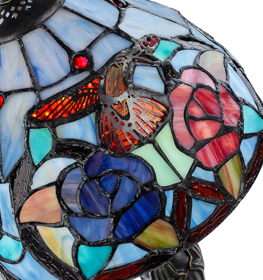 image 1 of Humming Bird Tiffany Lamp with Colourful Stained Glass Shade | Multi
