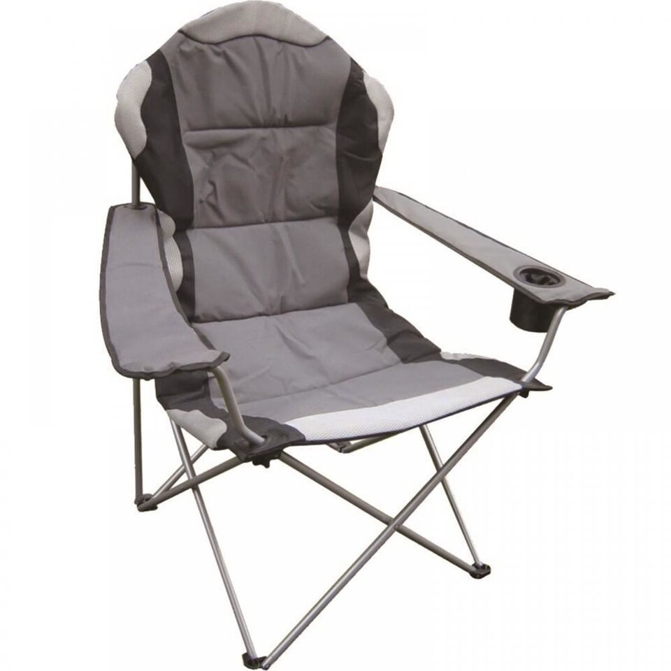 image 1 of Gr8 Garden Deluxe Folding Camping Chair Grey Black Fishing Picnic Beach Garden Patio Seat