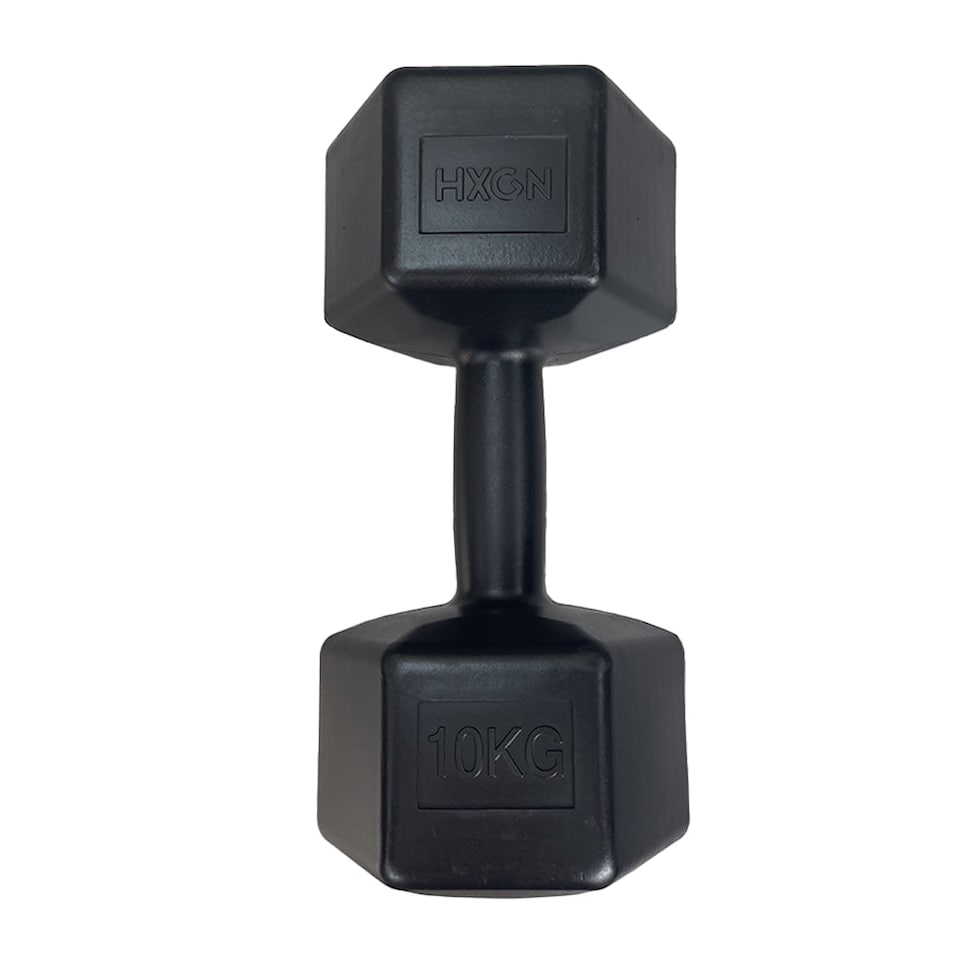 image 1 of HXGN Hex Dumbbells 2 x 10 kg, Vinyl-Coated Pair, Black | Black | Black | 10kg