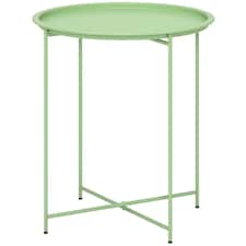 Outsunny 46cm Round Garden Table, Small Side Table w/ Removable Tray 