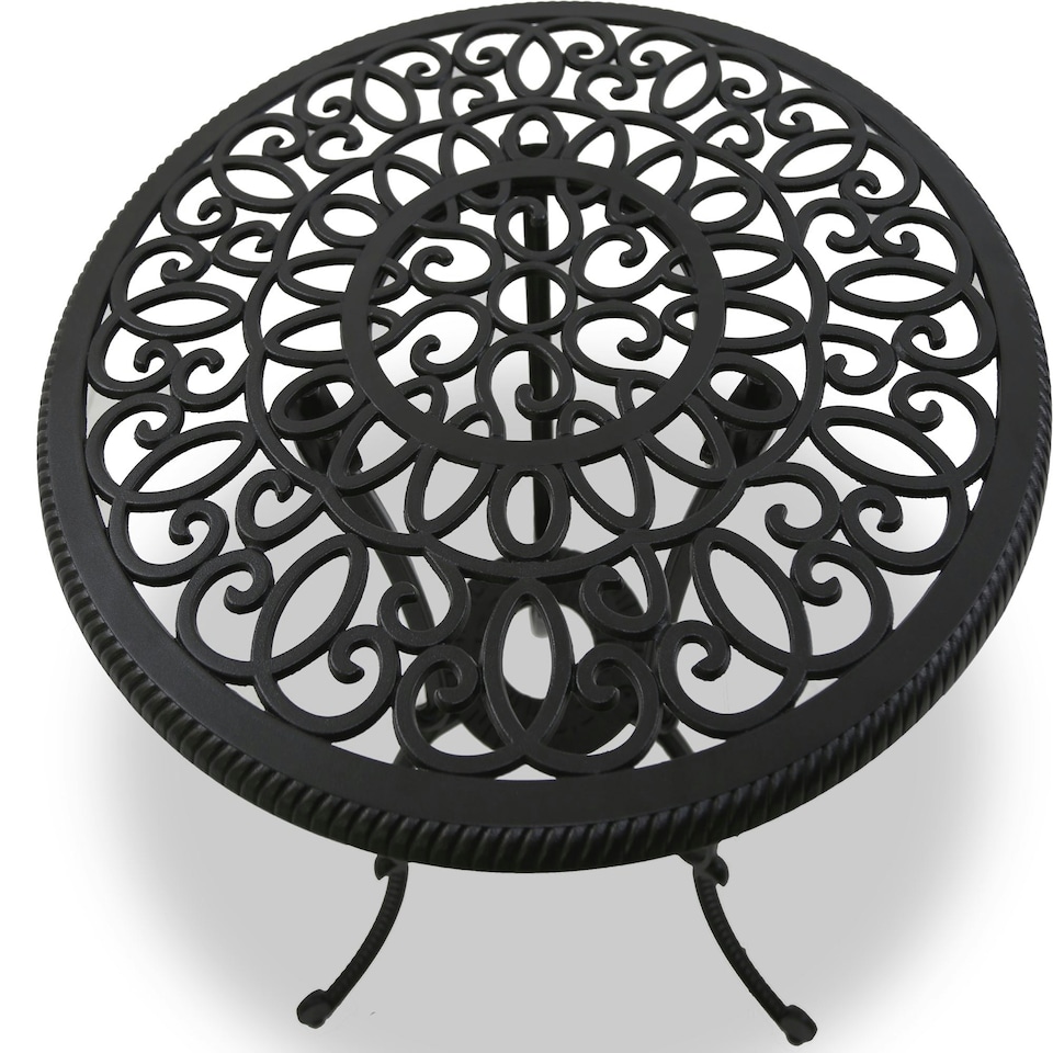 image 1 of Centurion Supports BANGUI Black Garden and Patio Table and 2 Chairs Cast Aluminium Bistro Set