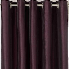 Faux Silk Lined Eyelet Curtains 168cm x 137cm Aubergine Purple | Purple
