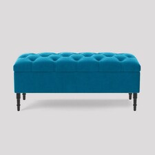 Alyana 180cm Wide Tufted Rectangle Ottoman Storage Bench - Upholstery Velvet Shoe Bench with Turned Wooden Legs