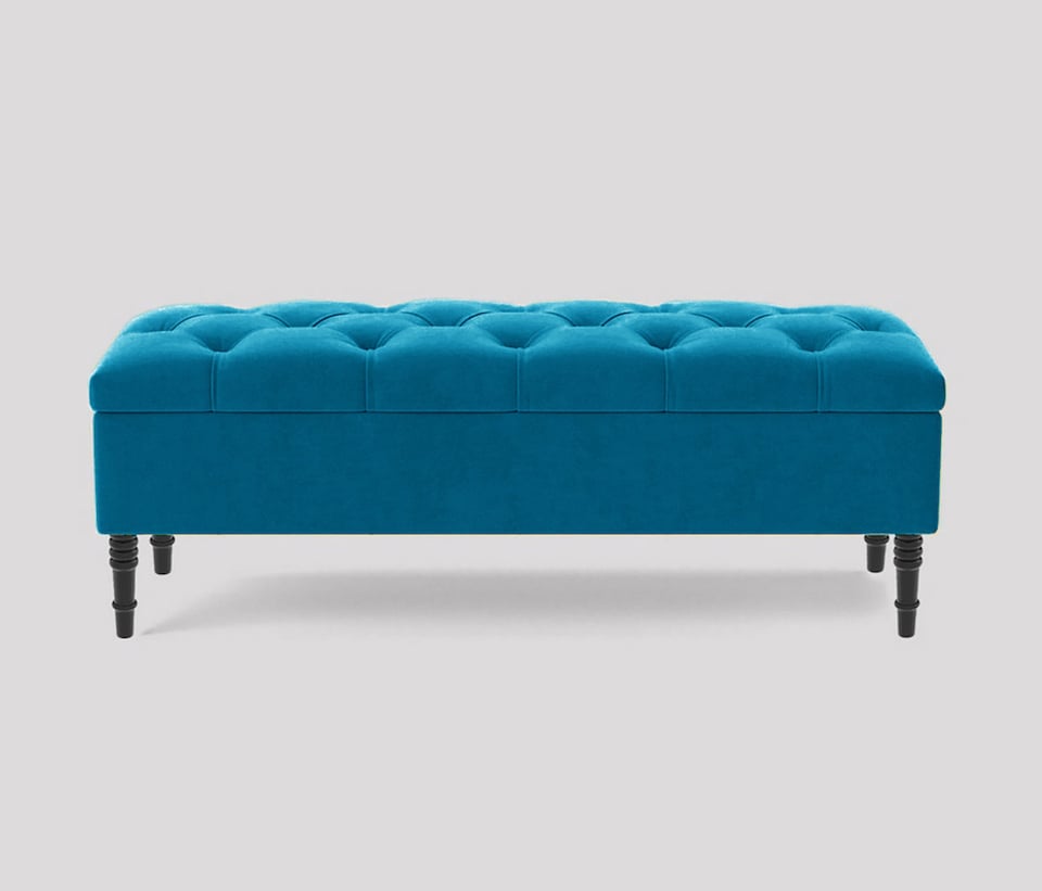 image 1 of Alyana 180cm Wide Tufted Rectangle Ottoman Storage Bench - Upholstery Velvet Shoe Bench with Turned Wooden Legs