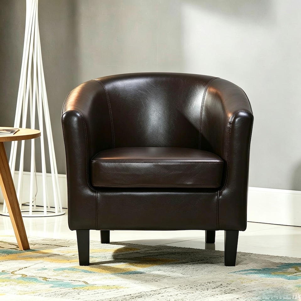image 1 of Tub Chair Faux Leather Arm Chair