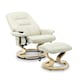 image 3 of Tuscany Bonded Leather Swivel Recliner Massage Chair w Footstool (Cream)