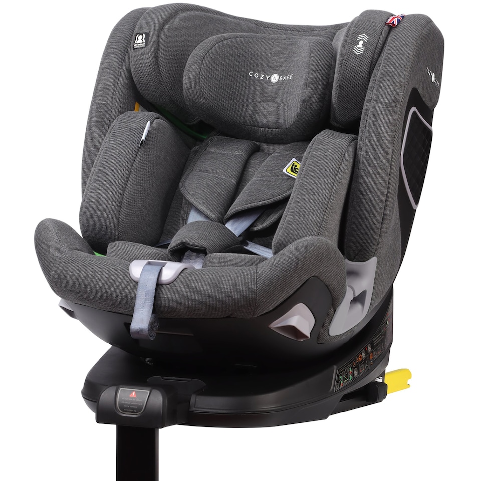 image 1 of Cozy N Safe Omega i-Size 360 Rotating Car Seat 40-150cm, ISOFix & Support Leg, Extended Rear & Forward Facing, High Booster, Side Impact Protection, Adjustable Headrest, Birth to 12 Years (Pearl Grey)