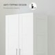 image 5 of HOMCOM Wardrobe for Bedroom, Double Wardrobe with Hanging Rail, White