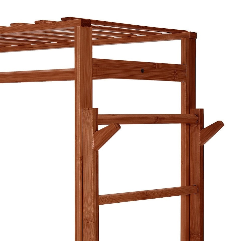 image 1 of Living and Home Urban & Rustic Clothes Rack with Hooks - 153cm W x 30cm D x 146.5cm H | Multi | One Size