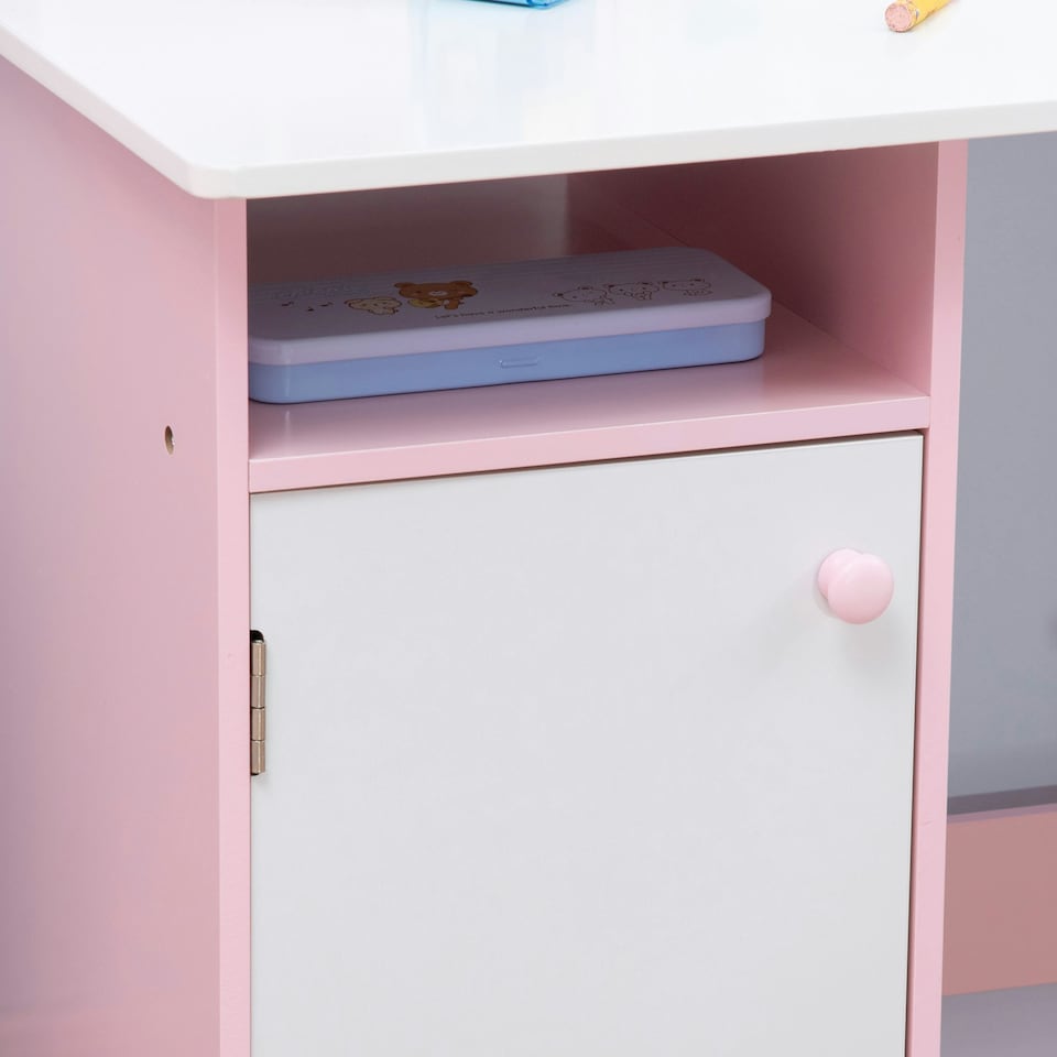 image 1 of HOMCOM Kids Table and Chair Set 2 PCs Table and Chair Set w/ Whiteboard 