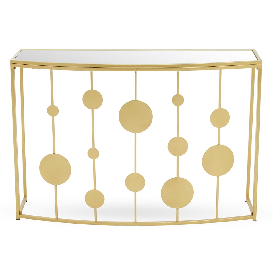 image 1 of Farran Gold Finish Console Table With Mirror Top Gold