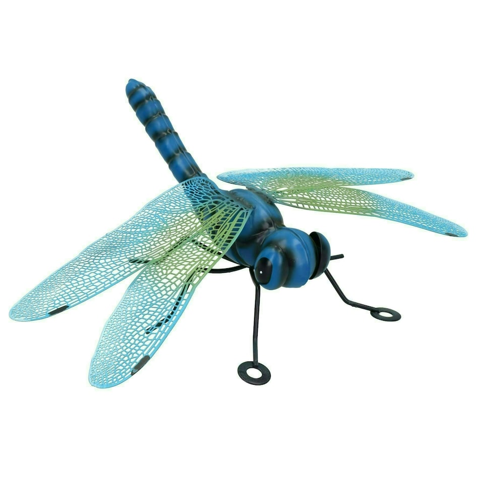 image 1 of Small Metal Blue Dragonfly Garden/Home Wall Art Ornament Gift 7x22x31cm