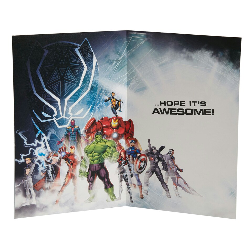 image 1 of UK Greetings | Marvel The Avengers Birthday Card | Happy Birthday Gifts | Him, Boys, Men | Black Panther Design | With Envelope