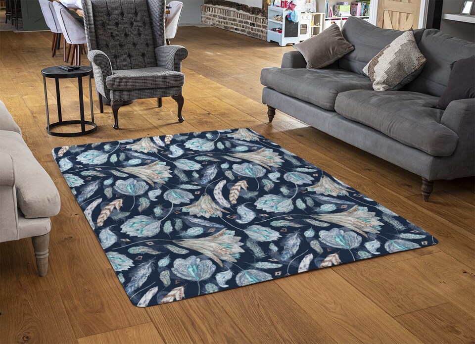 image 1 of Boho Chic Indigo Pattern Rug | Multi