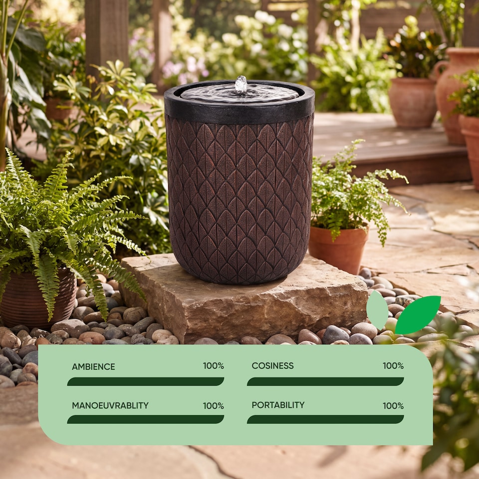 image 1 of Gardenwize Solar Powered Diamond Weave Solar Water Feature