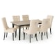 image 1 of Natural Set of Six Studded Velvet Dining Chair with Ring Knocker Detail Cream | Natural