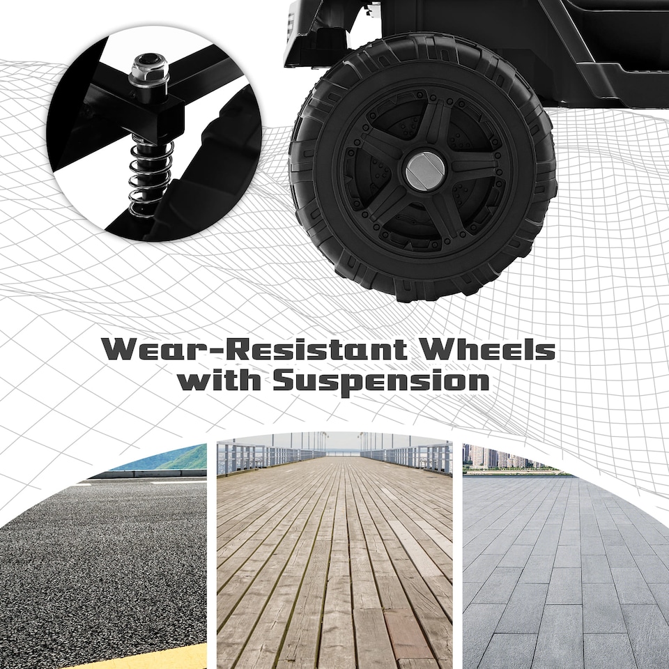 image 1 of COSTWAY 12V Powered Ride On Truck Electric Kids Car Black