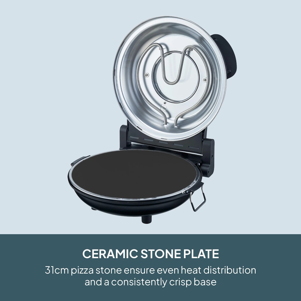 image 1 of Cooks Professional Electric Pizza Oven with Stone Base, Window, Paddles & Baking Sheet | Black