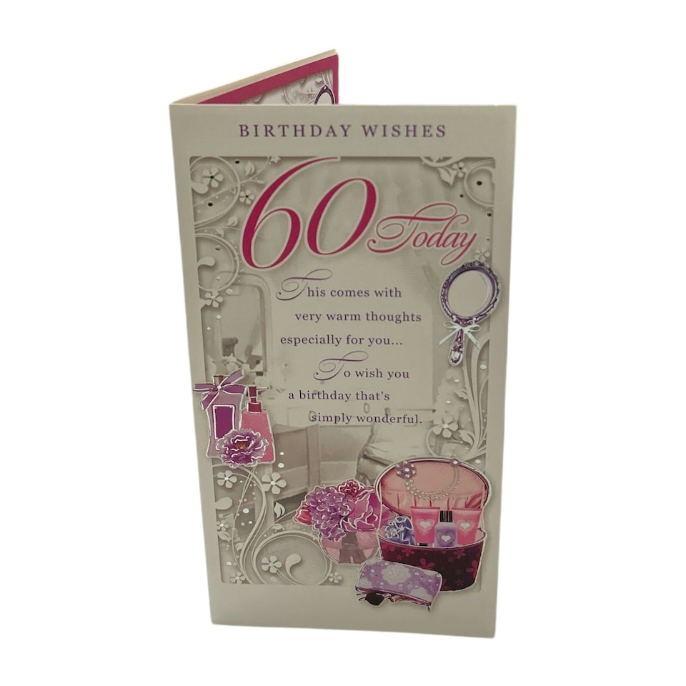 image 1 of Age 60 Female Perfume and Mirror Design Opacity Birthday Card
