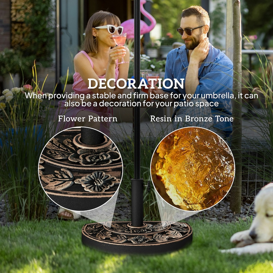 image 1 of Outsunny 9kg Half Round Parasol Umbrella Base Resin Outdoor Garden Furniture