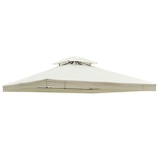 Outsunny 3 x 3m Gazebo Canopy Replacement Cover 2Tier Roof Top Spare Part Cream White TOP COVER ONLY