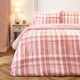 image 1 of OHS Ultra Soft Tartan Check Teddy Duvet Cover Set Pink | Blush | Super King