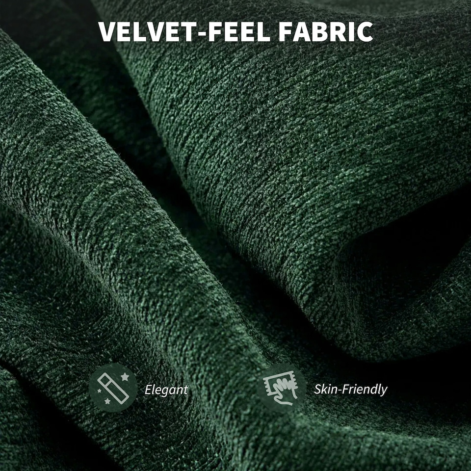 image 1 of HOMCOM Modern Velvet Office Desk Chair for Bedroom, Living Room, Dark Green | Green