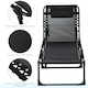 image 4 of Outsunny Folding Beach Chair Chaise Lounge 4 Adjustable Positions, Black