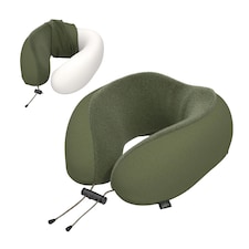 CabinZero Classic Travel Pillow, Memory Foam Neck Pillow for Airplane & Travel | Green | GEORGIAN KHAKI