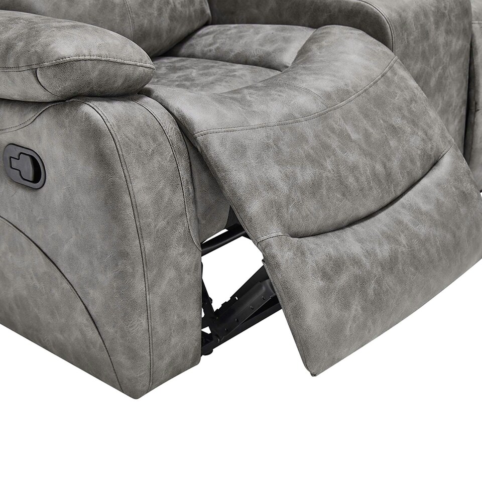 image 1 of Avon Chaise Lounge Manual Recliner Sofa w Drinks Console Grey | Charcoal