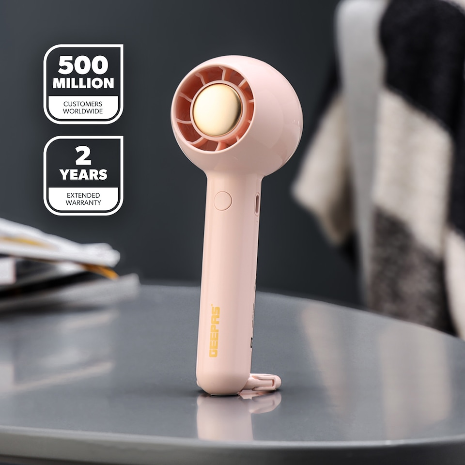 image 1 of GEEPAS Mini Portable handheld Fan Rechargeable Pink