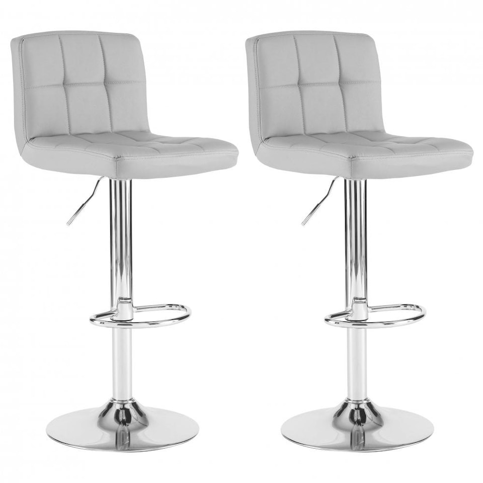 image 1 of Set of Two Cuban Grey Faux Leather Bar Stool