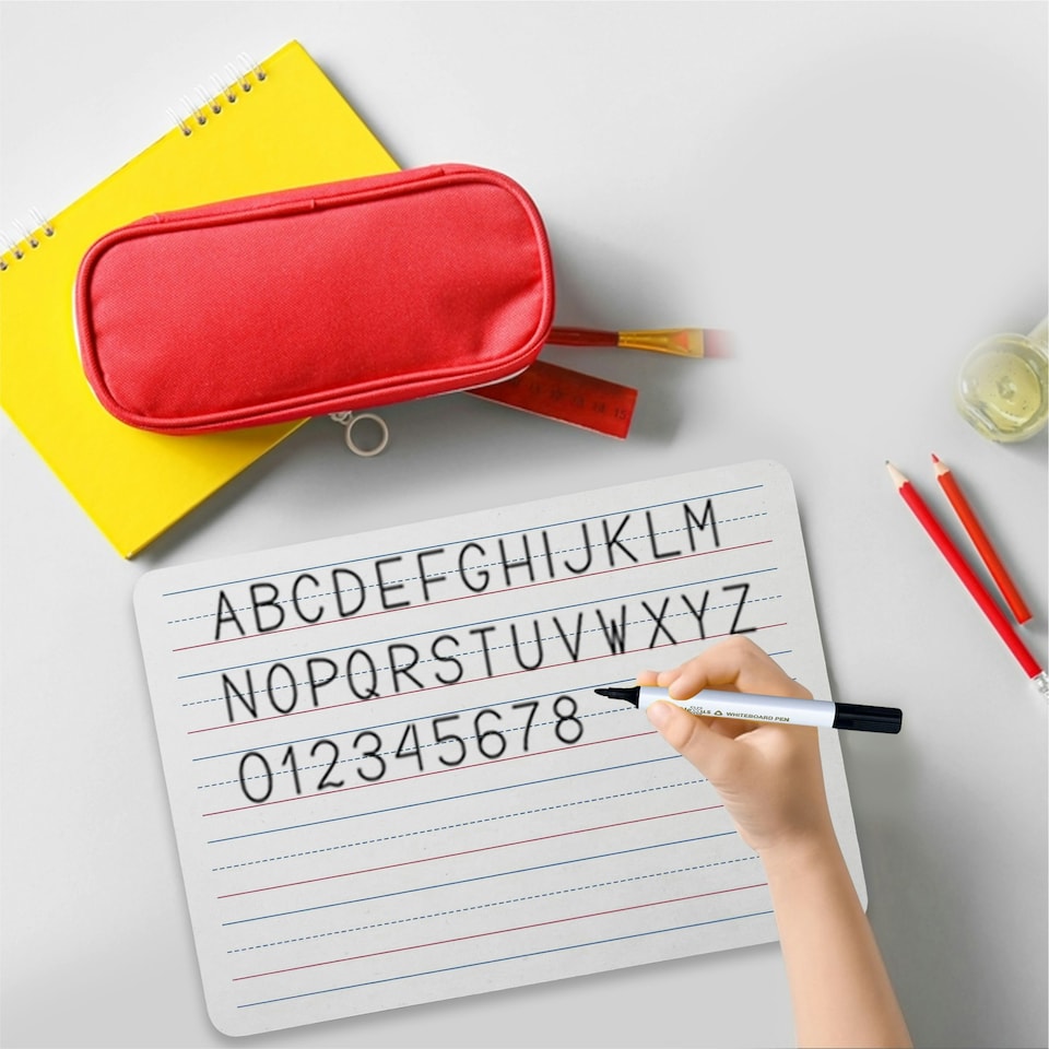 image 1 of Pack of 6 Rigid MDF Handwriting Lines A4 Whiteboards
