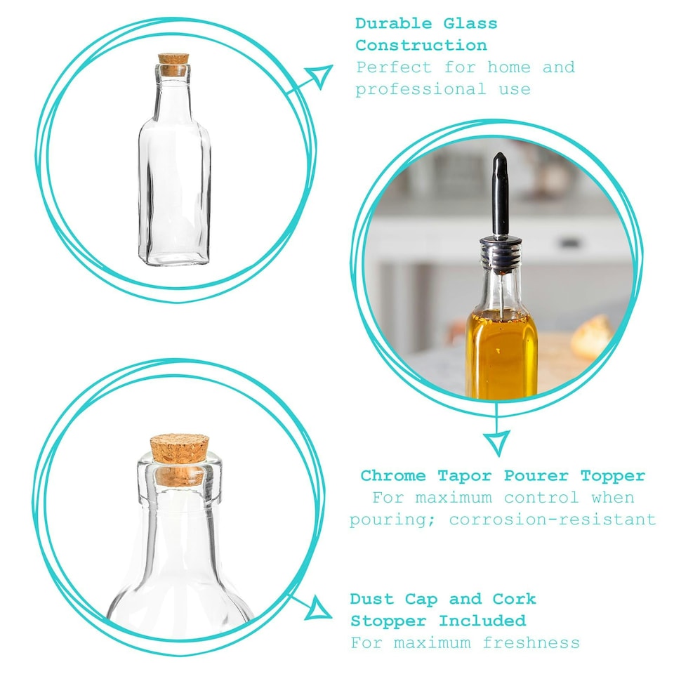 image 1 of Argon Tableware Olive Oil Pourer Bottles with Stand - 170ml - Pack of 3