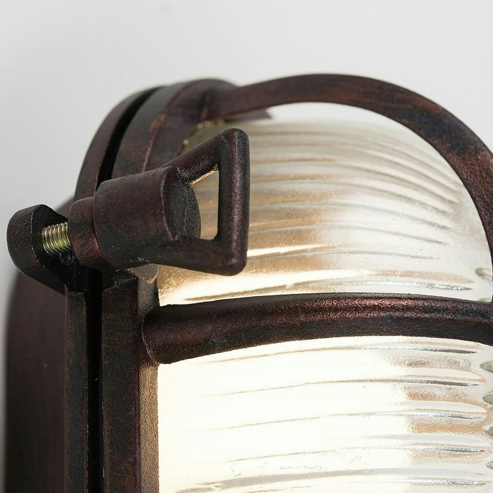 image 1 of ValueLights IP64 Rated Oval Rust Effect Nautical Design Frosted Lens Outdoor Wall Light
