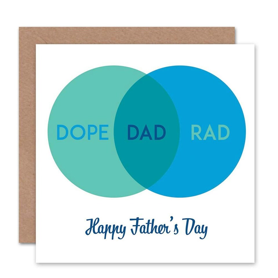image 1 of Dope Rad Dad Simple Fun Venn Diagram Father's Day Card