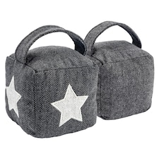Nicola Spring Mismatched Herringbone Door Stop Set - Star - Pack of 2