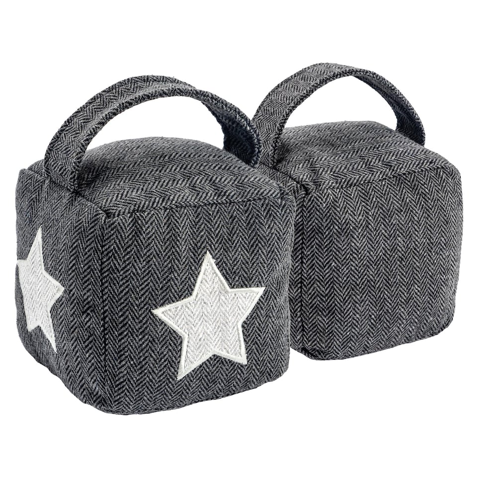 image 1 of Nicola Spring Mismatched Herringbone Door Stop Set - Star - Pack of 2