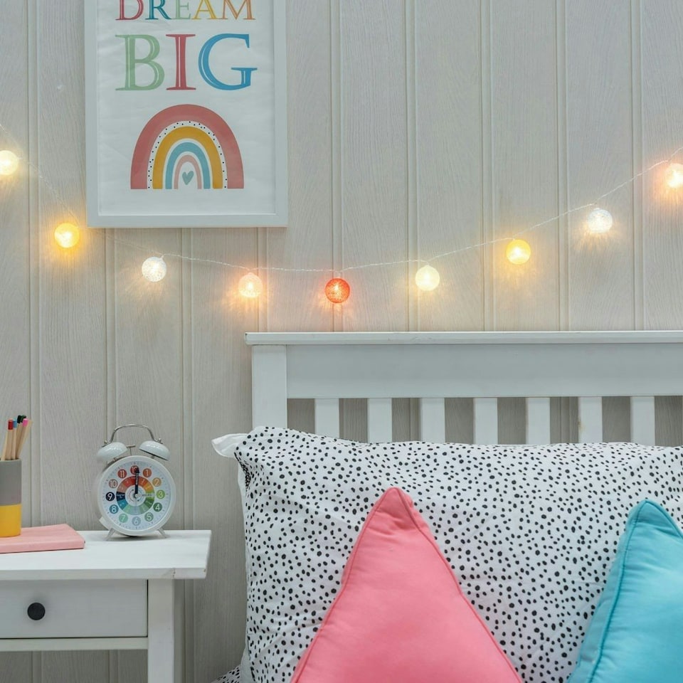 image 1 of ValueLights Set of 10 Kids Battery Powered Fairy String Lights with Cotton Balls