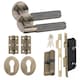image 1 of Golden Grace Straight T-Bar Knurled Euro Lock Door Handle Set Antique Brass with 70mm Key, Hinges and Deadbolt Bronze