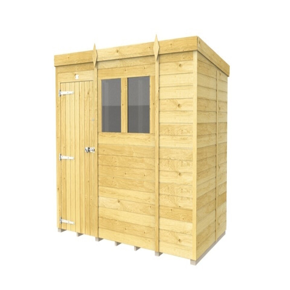 image 1 of 9 x 5 Feet Pent Shed - Single Door With Windows - Wood - L147 x W276 x H201 cm Brown