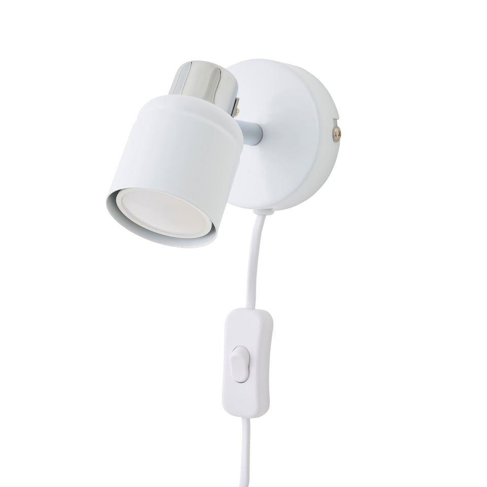 image 1 of ValueLights Benton White Indoor Wall Spotlight and Warm White Bulb