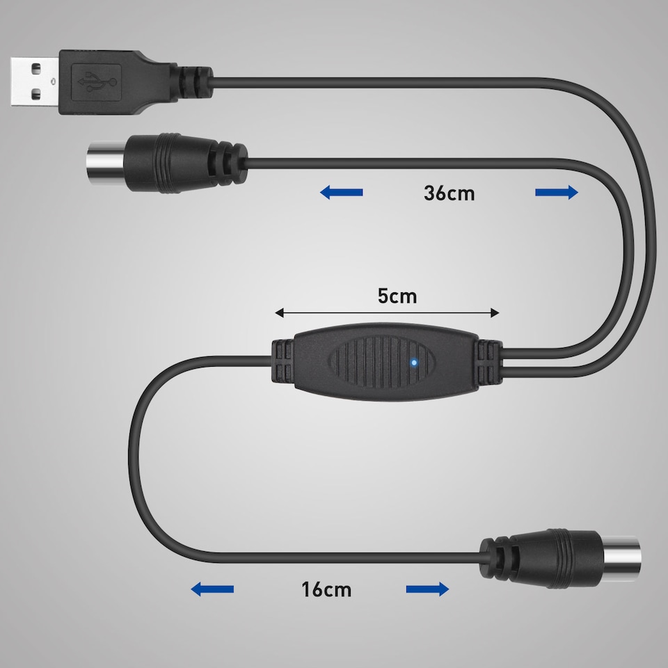 image 1 of USB Powered Signal Booster Cable for Coaxial Aerials - Add 20dB of Gain - August DTB115
