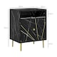 image 7 of HOMCOM Modern Bedside Table with Drawer and Open Shelf Black Marble Effect