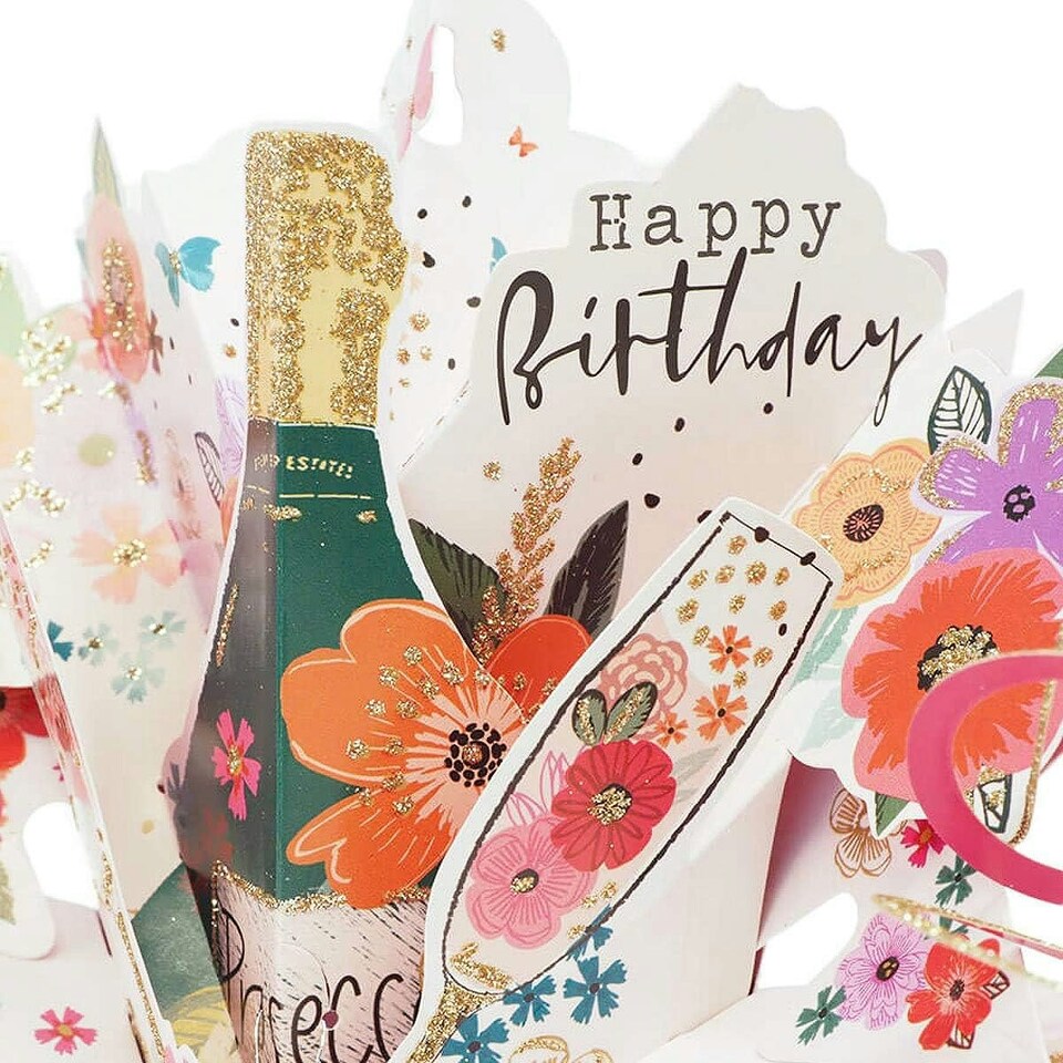 image 1 of Prosecco 3D Pop-Up Birthday Greeting Card