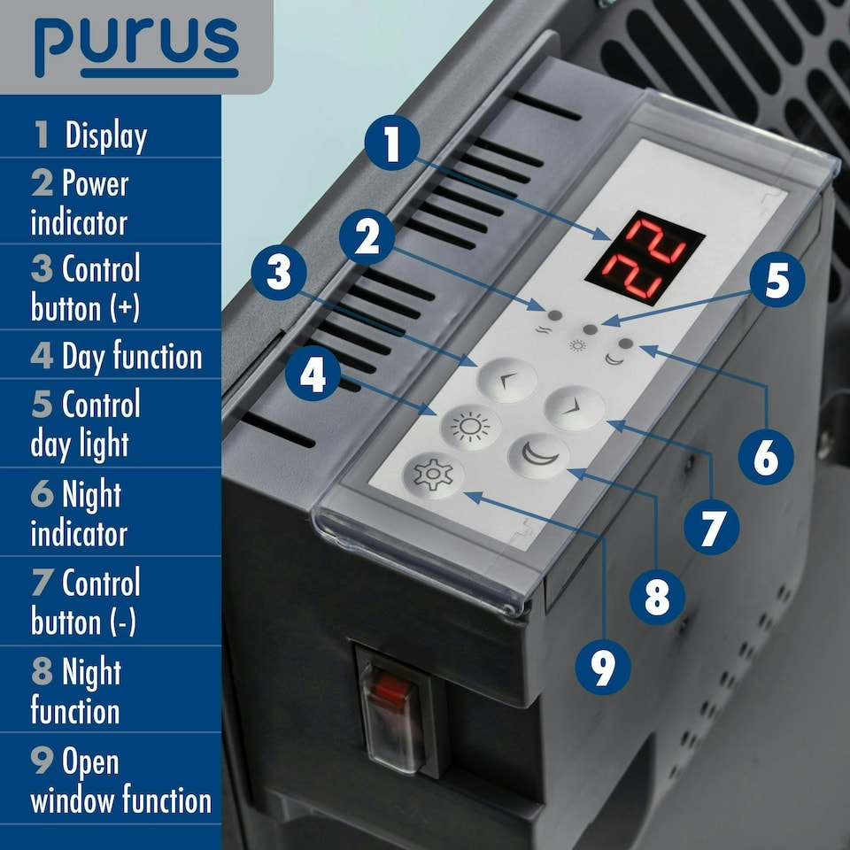 image 1 of Purus 600W Electric Panel Wall Radiator Heater Grey