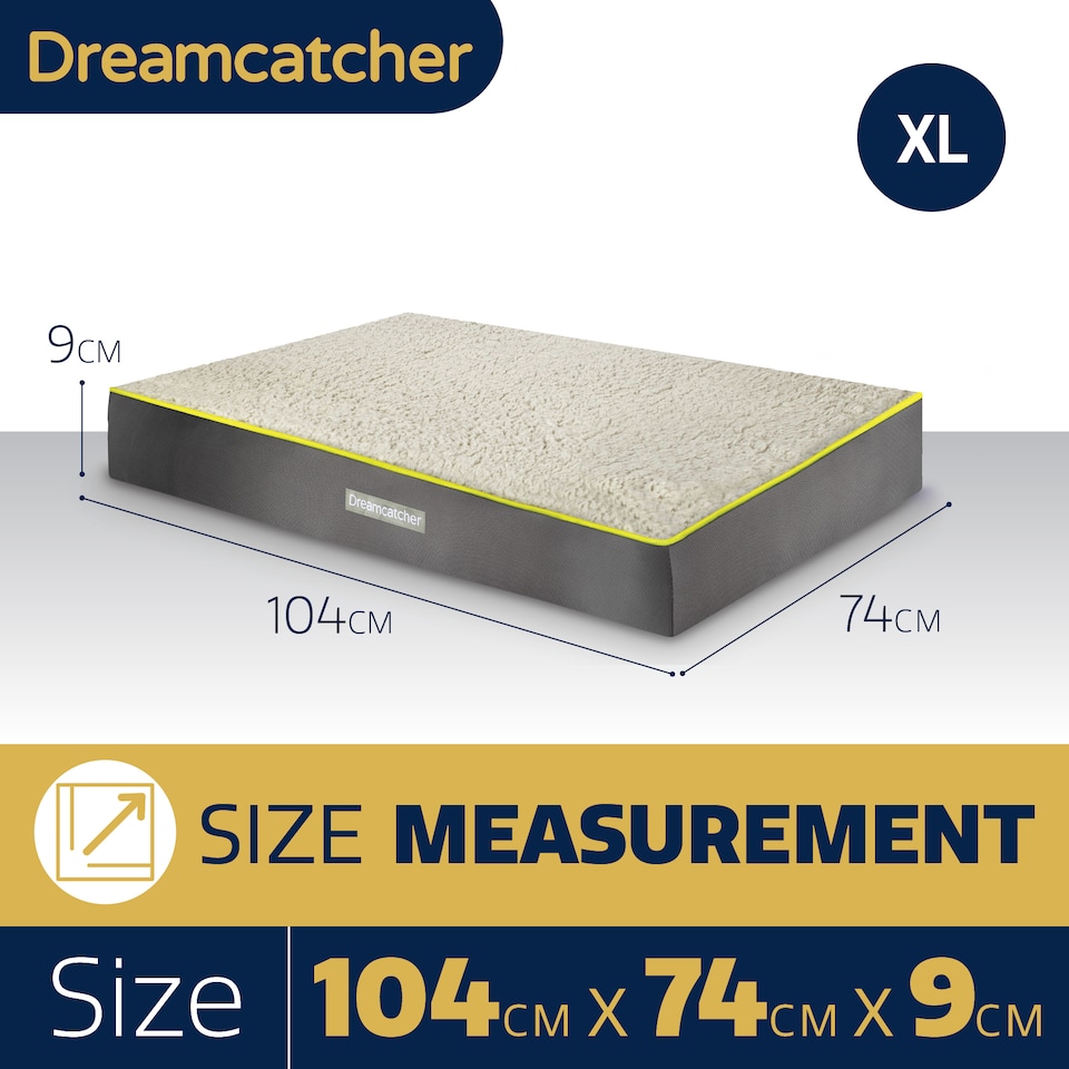 image 1 of Dreamcatcher Grey XL Dog Bed Orthopaedic Extra Large Flat Crate Mattress 104x74x9cm | Grey | Grey | 1