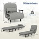 image 2 of COSTWAY 3-in-1 Convertible Sofa Bed Sleeper Chair Grey Grey