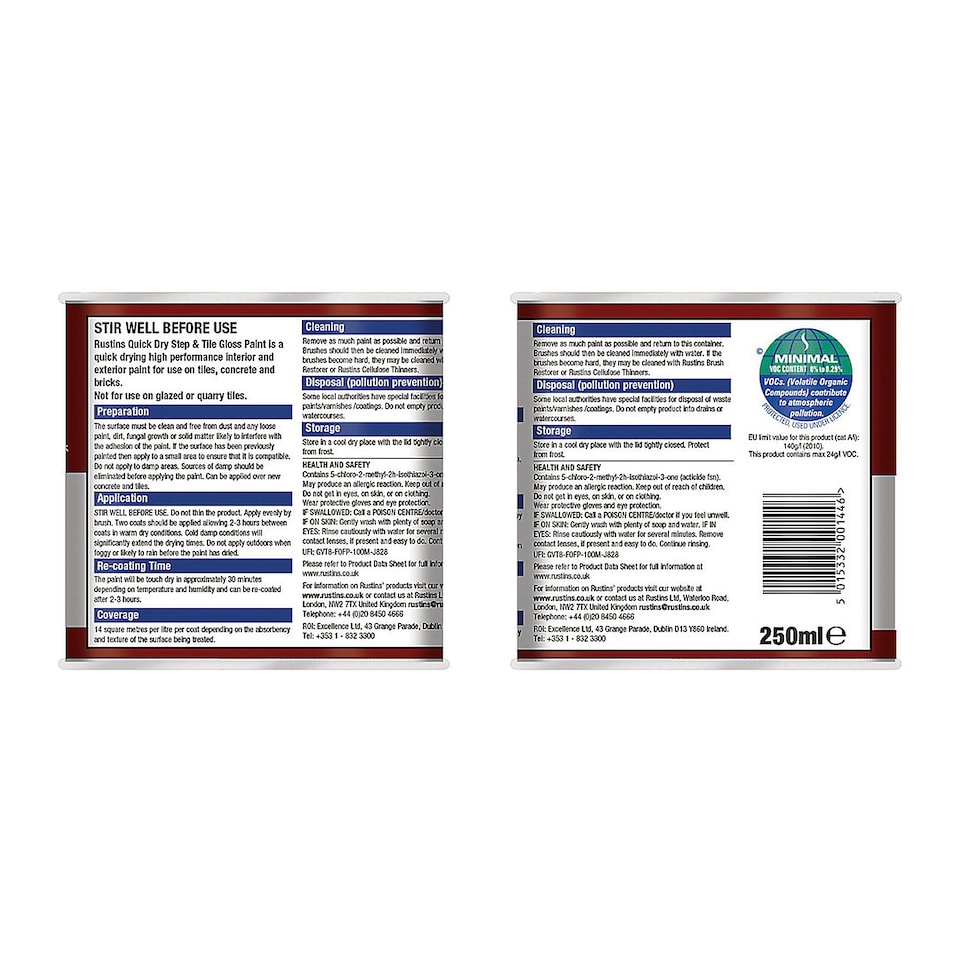 image 1 of Rustins Step & Tile Paint Red 250ml - STRDW250