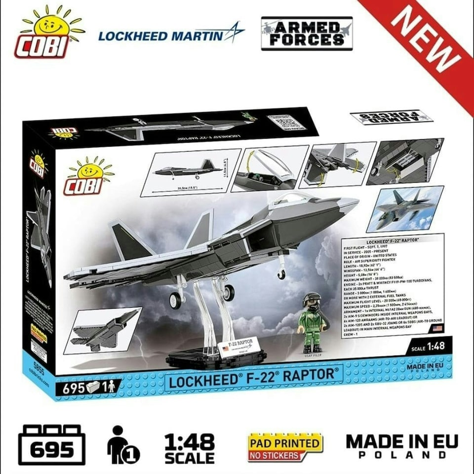 image 1 of Lockheed F-22 Raptor brick plane model - COBI 5855 - 695 bricks